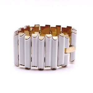 Crown Trifari White Resin Bar Panel Bracelet